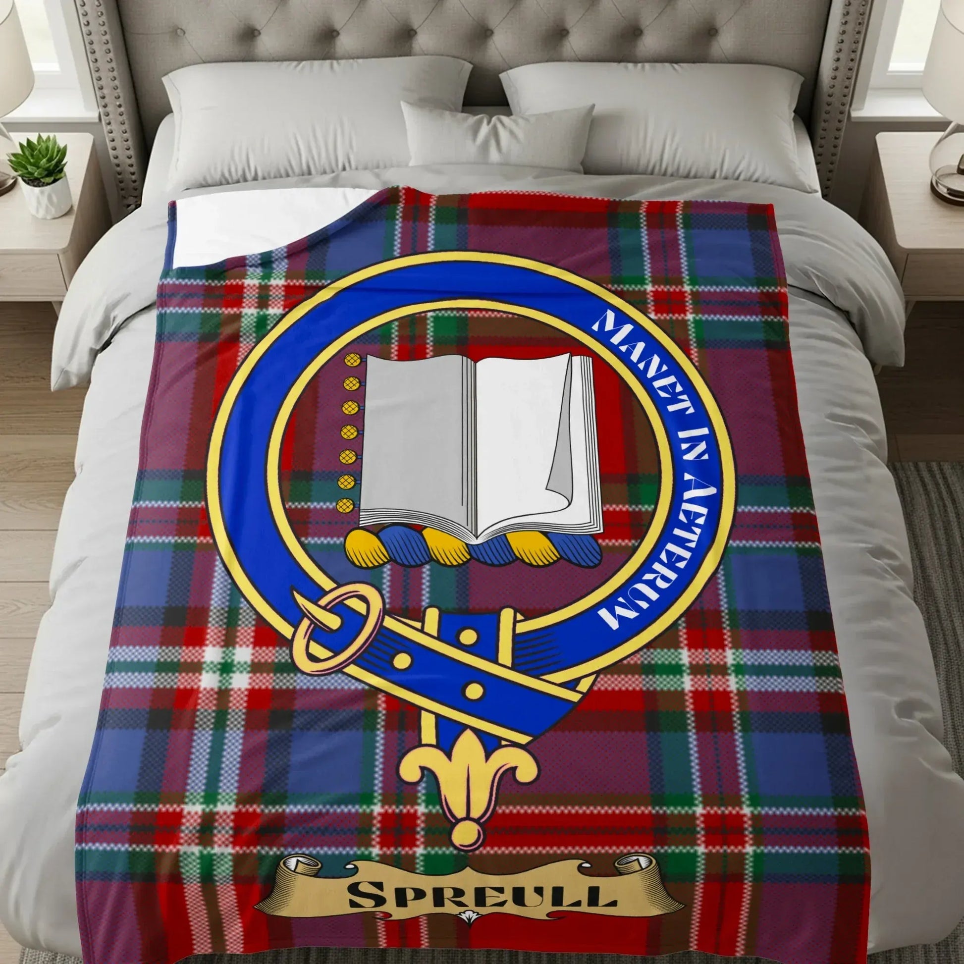 Spreull Tartan Plaid with Crest Bedding Blanket product type