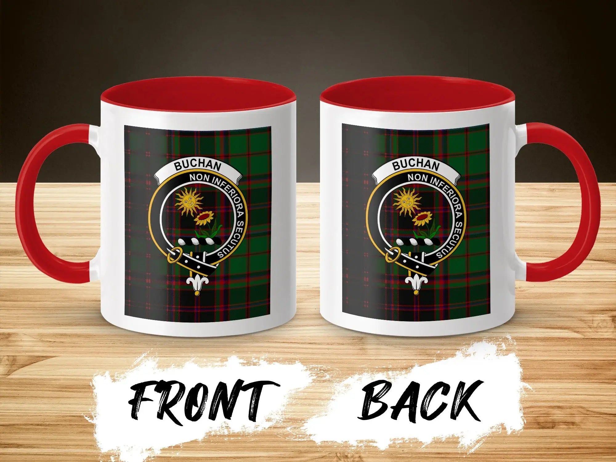 Buchan Tartan Plaid Clan Crest Non Inferiora Secundus Mug