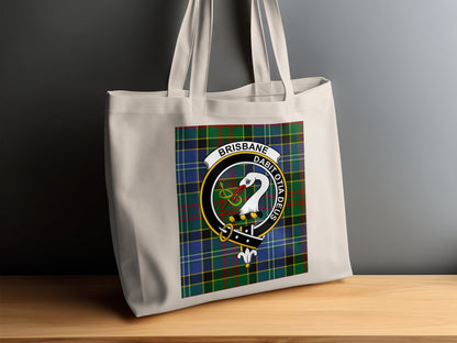 Brisbane clan Scottish Tartan Crest Tote Bag - Living Stone Gifts