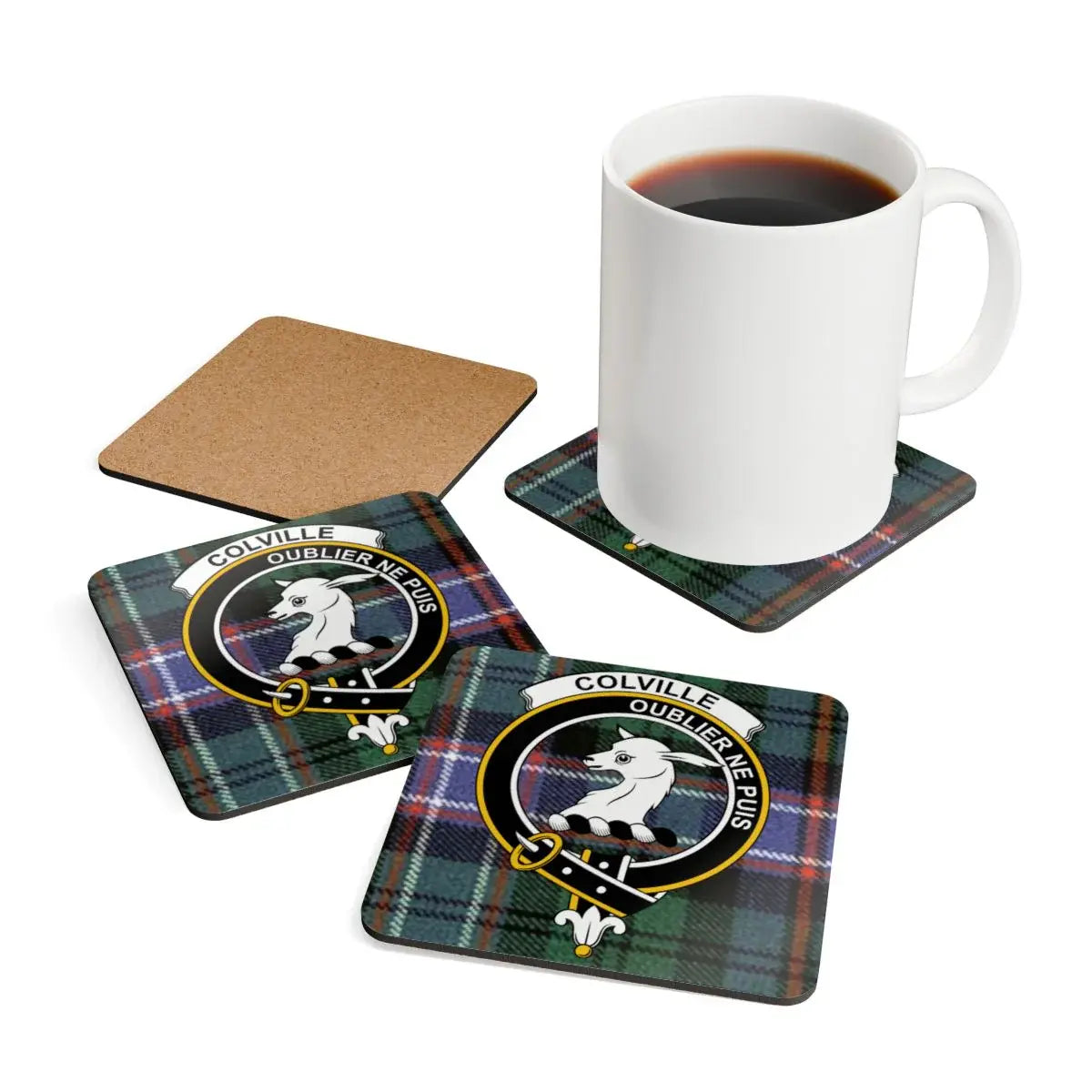 Scottish Tartan Design Colville Crest Coaster Set product