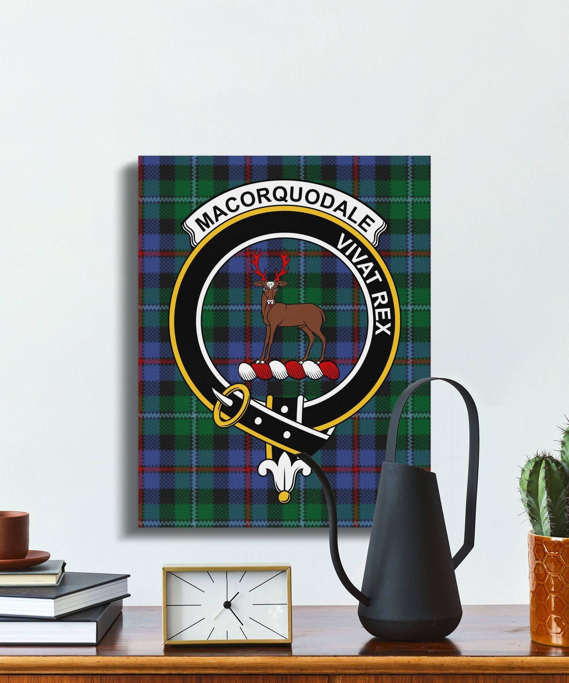 MacQuorquodale Crest Vivat Rex Scottish Tartan Canvas - Celtic Ancestry Gifts