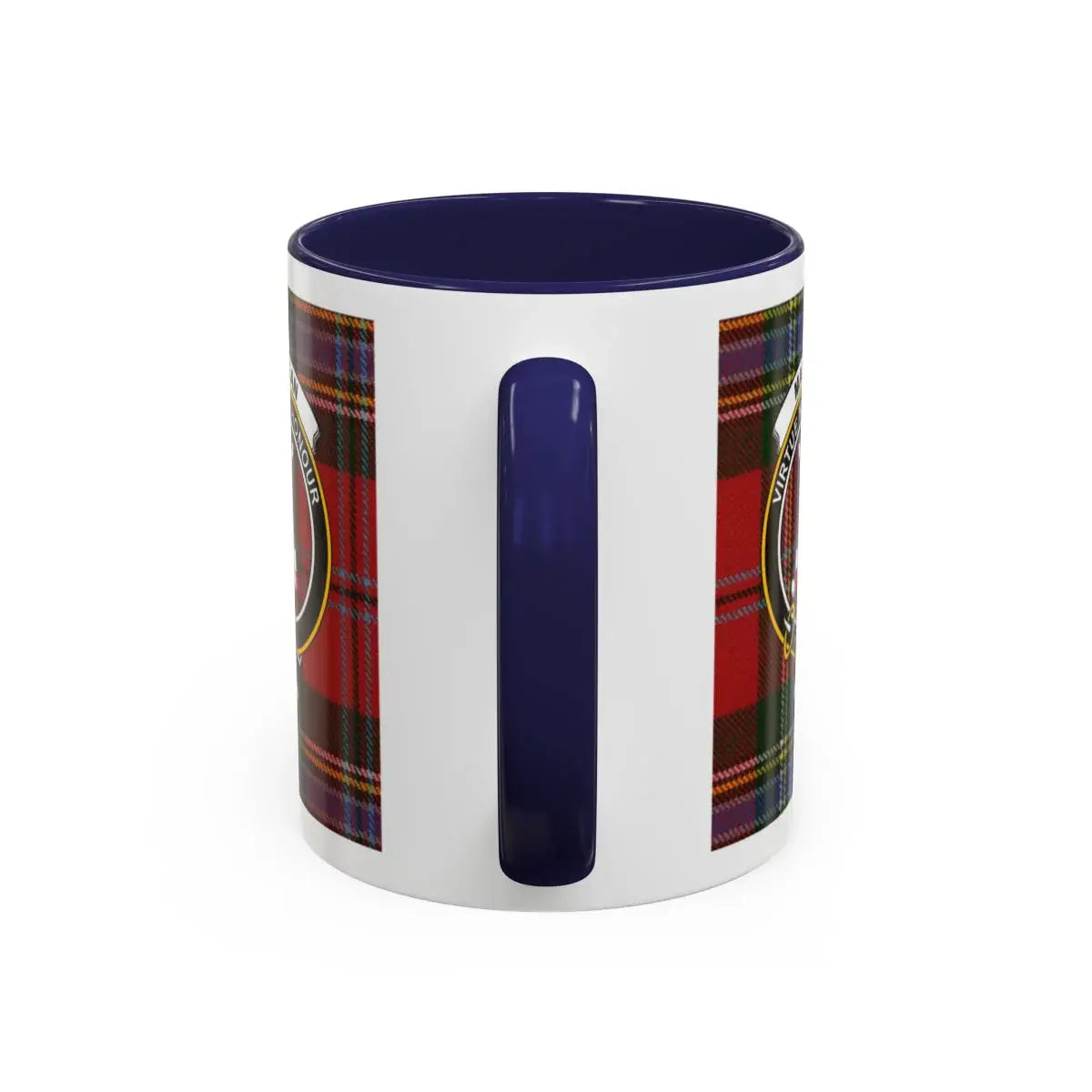 MacLean clan tartan patterned mug with emblem print — 11oz ceramic coffee cup