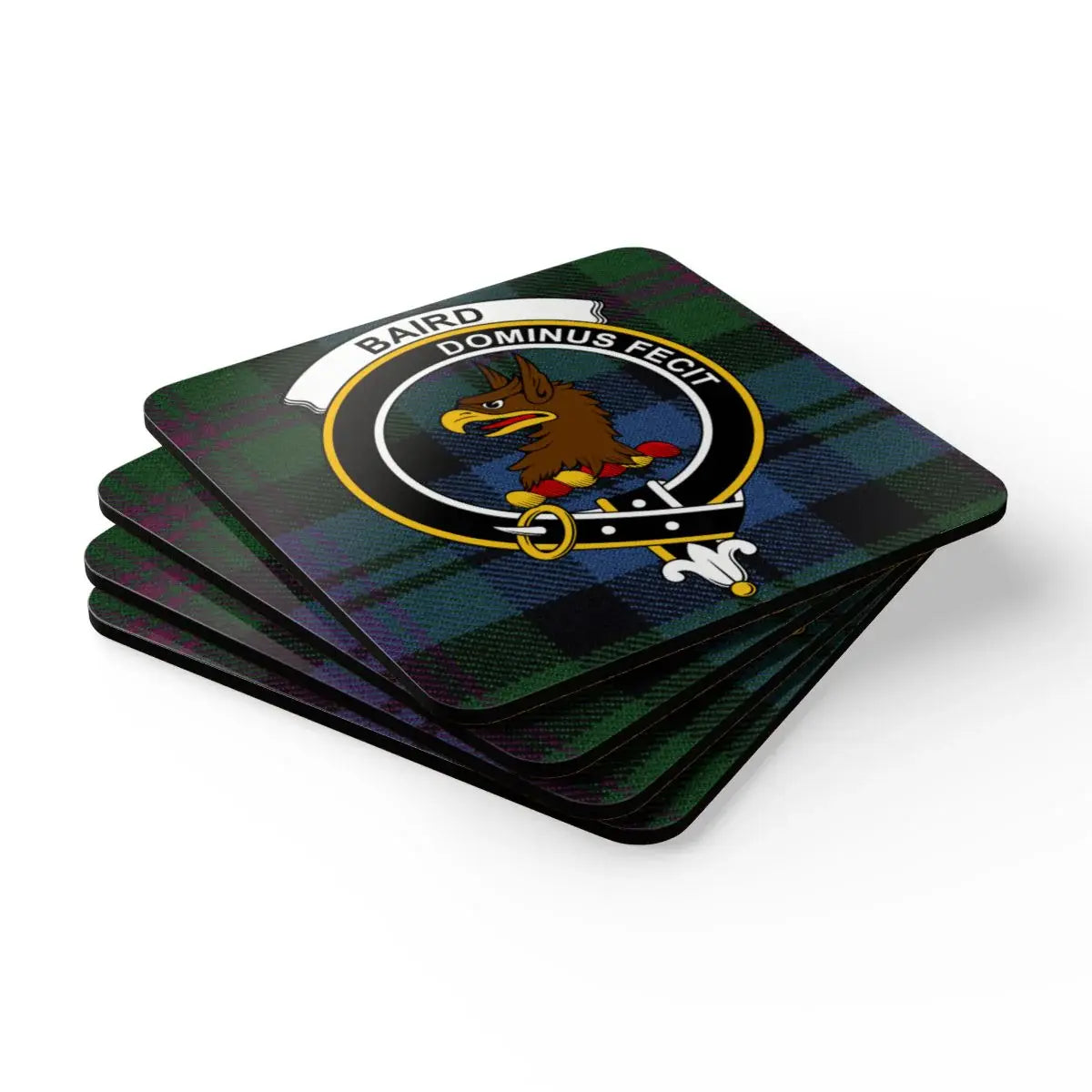 Baird Dominus Fecit Crest Plaid Design Coasters product