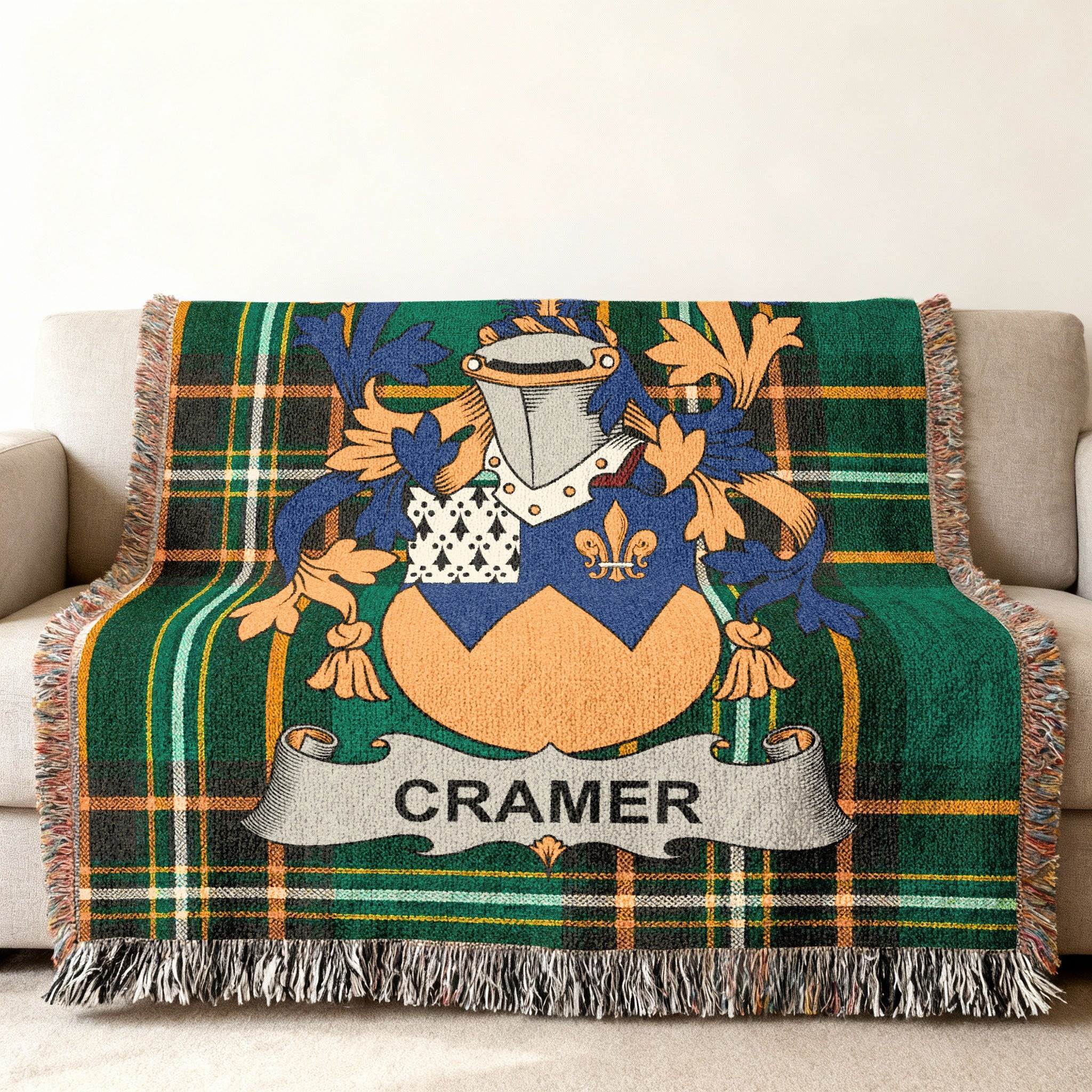 Cramer Crest Green Tartan Plaid Throw Blanket product type