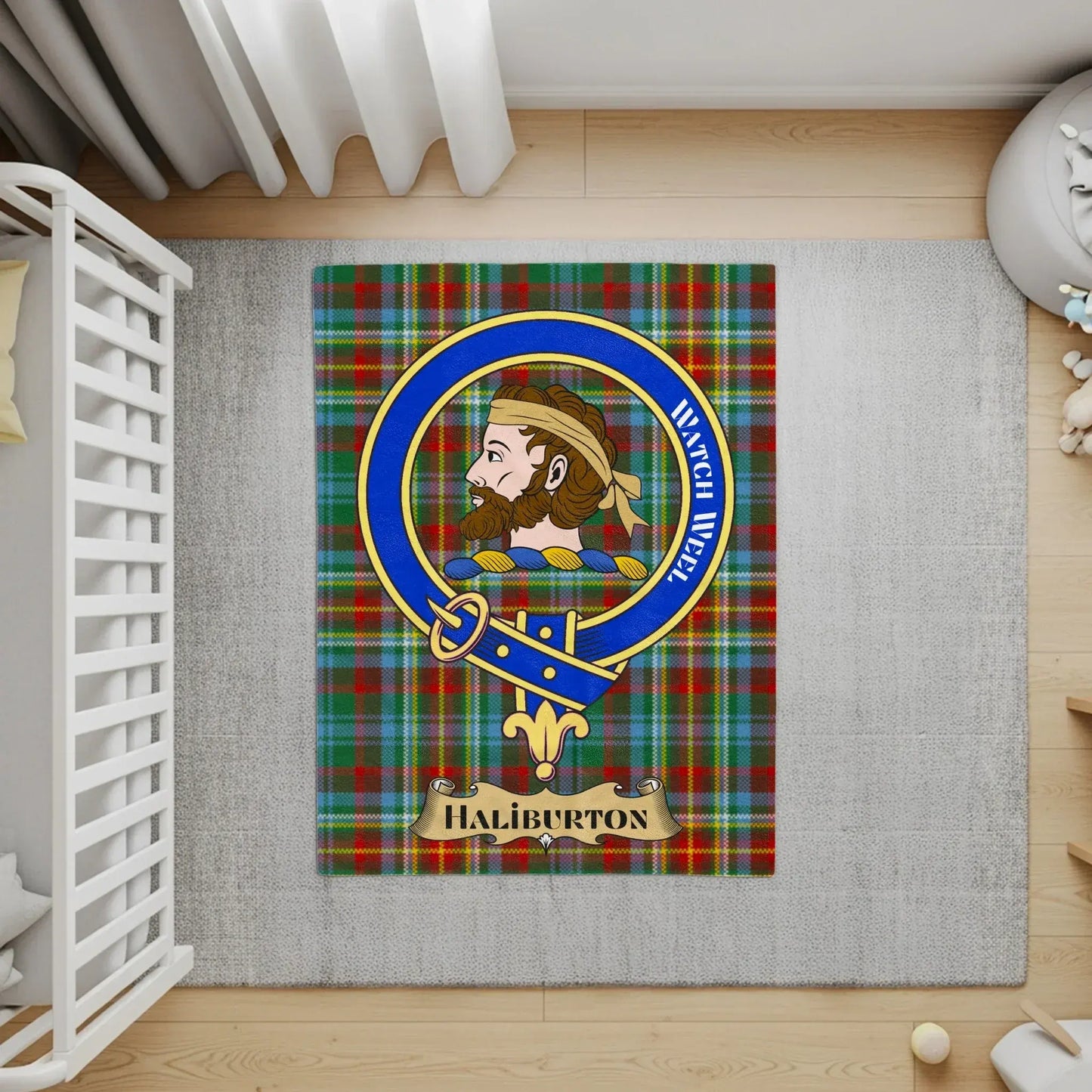 Haliburton Scottish Clan Crest Tartan Rug product