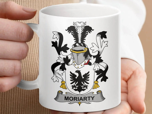 Moriarty Family Crest Heraldic Emblem Mug - Celtic Ancestry Gifts