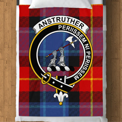 Scottish Clan Anstruther Crest Tartan Throw Blanket - Living Stone Gifts