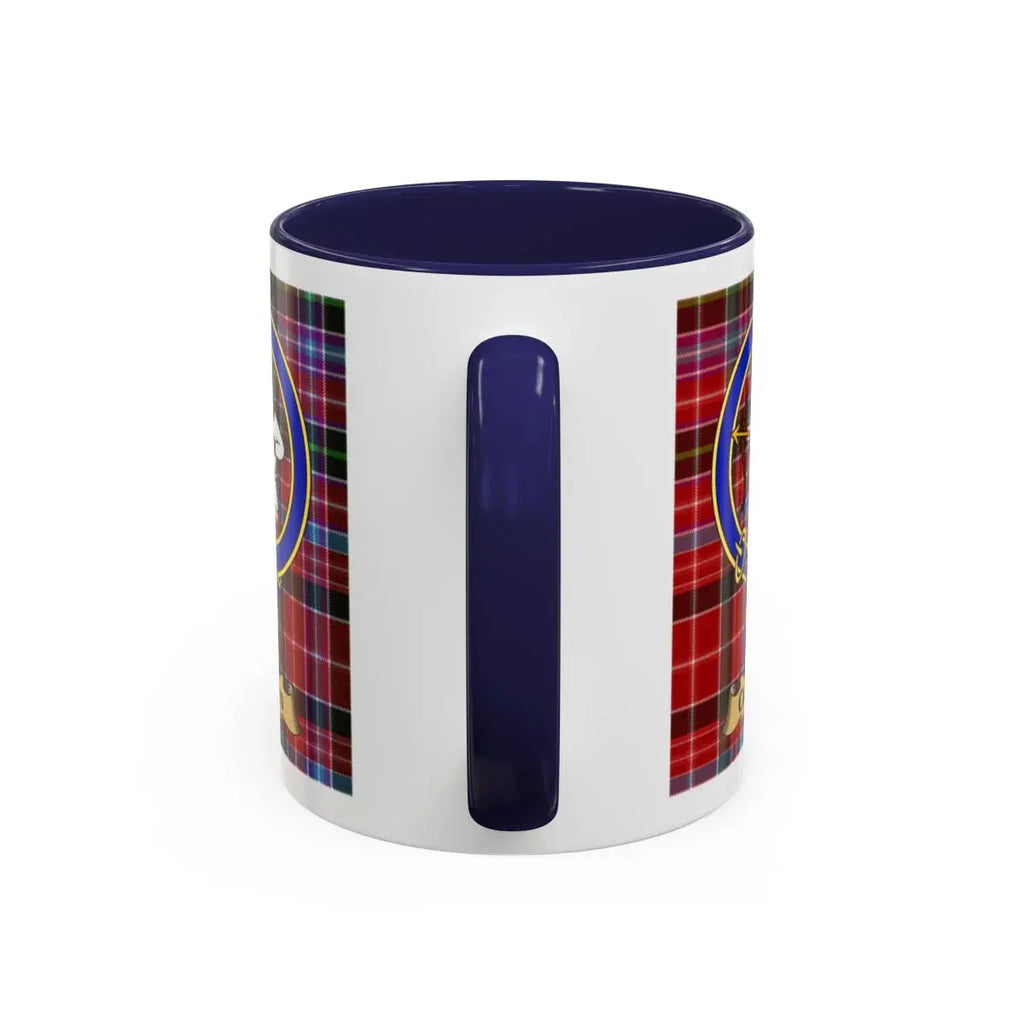 Coutts clan crest mug shown in 11 oz and 15 oz sizes