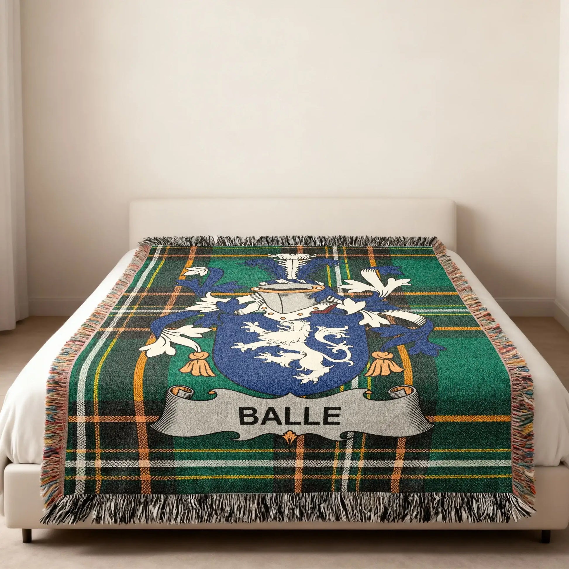 BALLE Crest Green Plaid Fringed Blanket product type