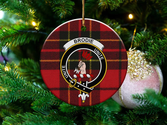 Brodie Unite Crest Red Tartan Pattern Ornament product