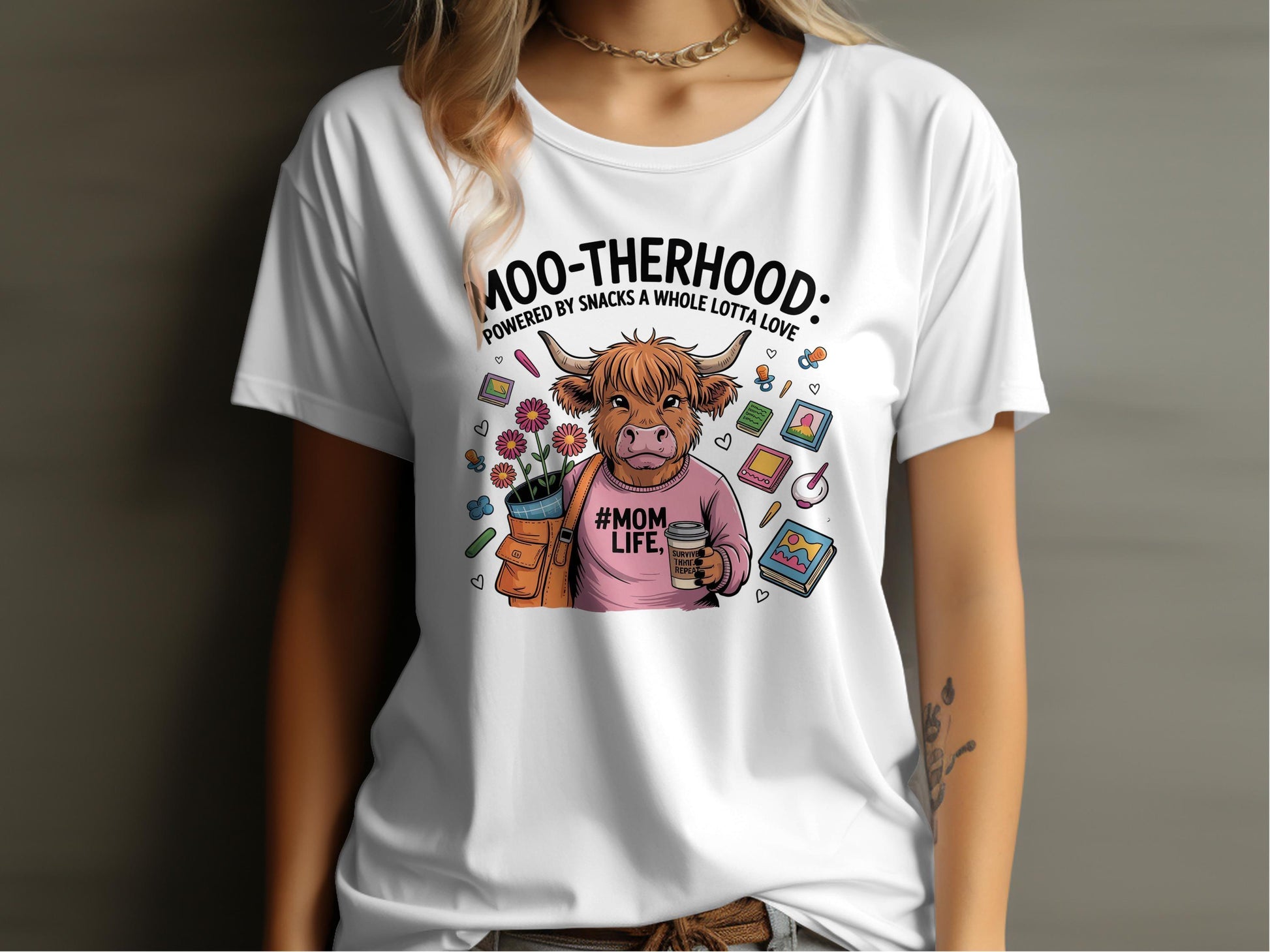 Moo-therhood Mom Life Funny Graphic Tee shirt product