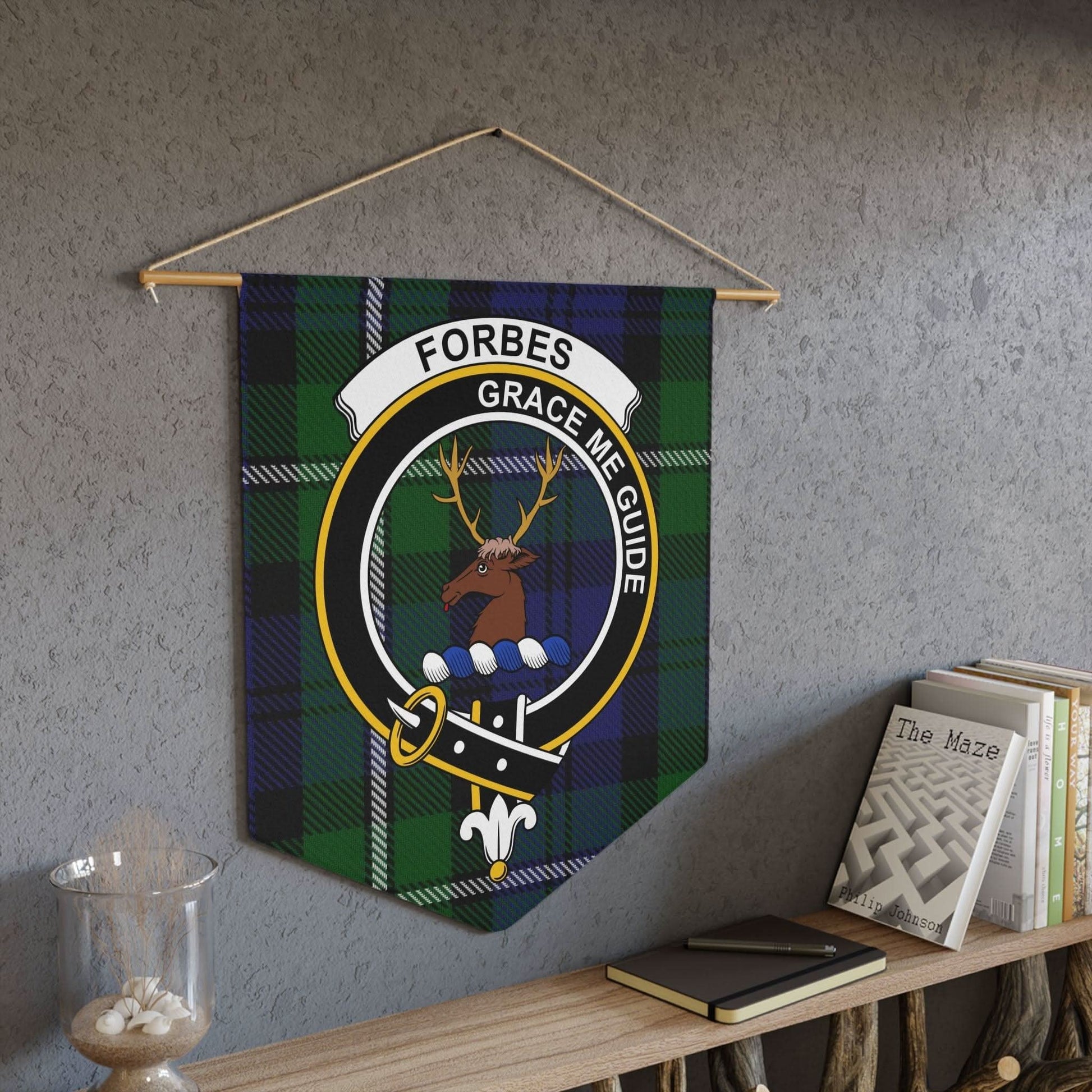 Forbes Clan Scottish Tartan Grace Me Guide Wall Pennant - Celtic Ancestry Gifts