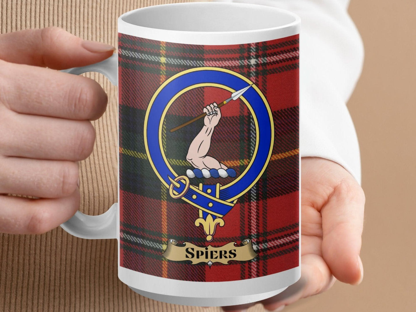 Spiers Clan Crest Red Tartan Pattern Mug product