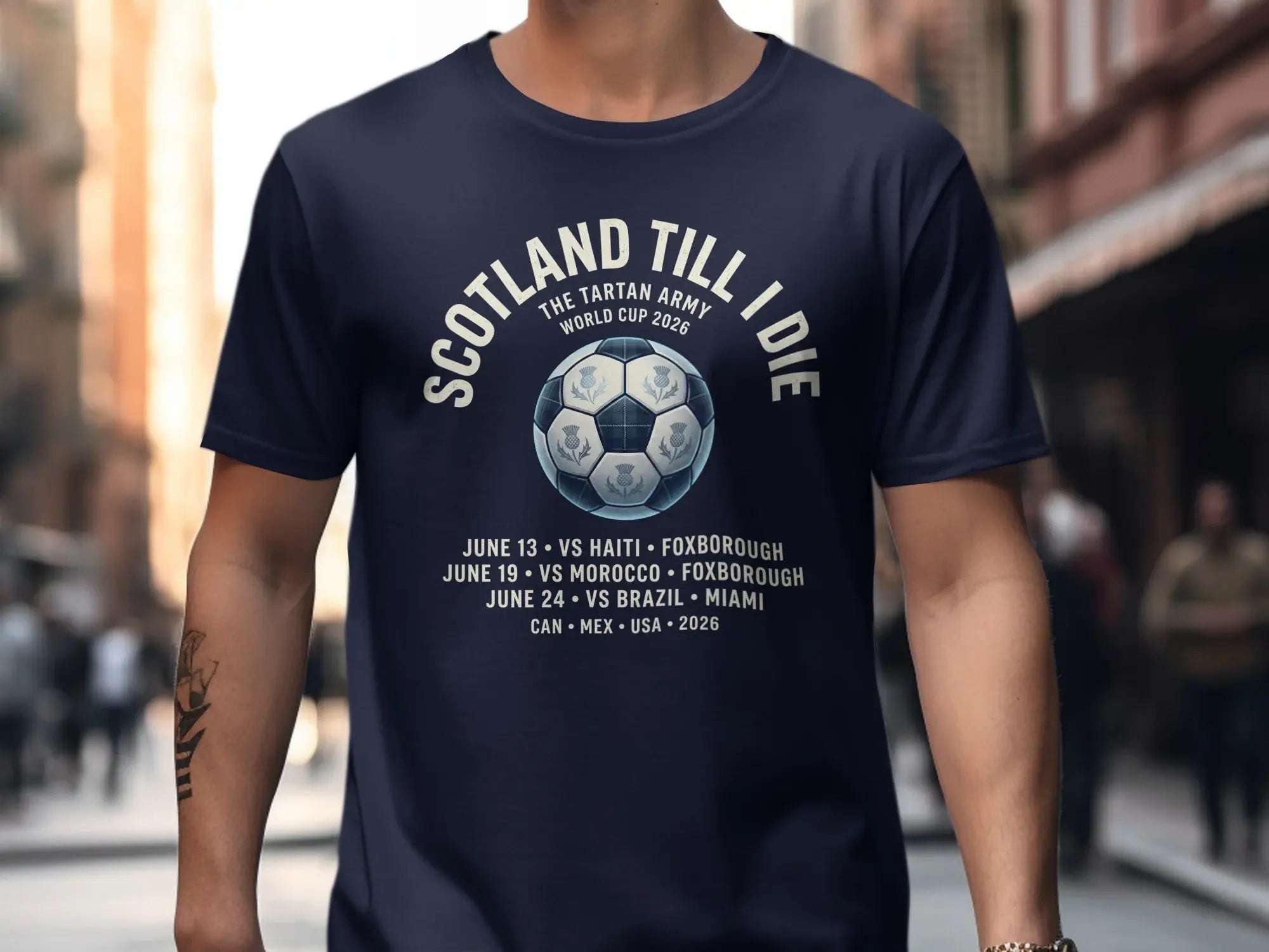 Scotland Till I Die World Cup 2026 t-shirt with match schedule.