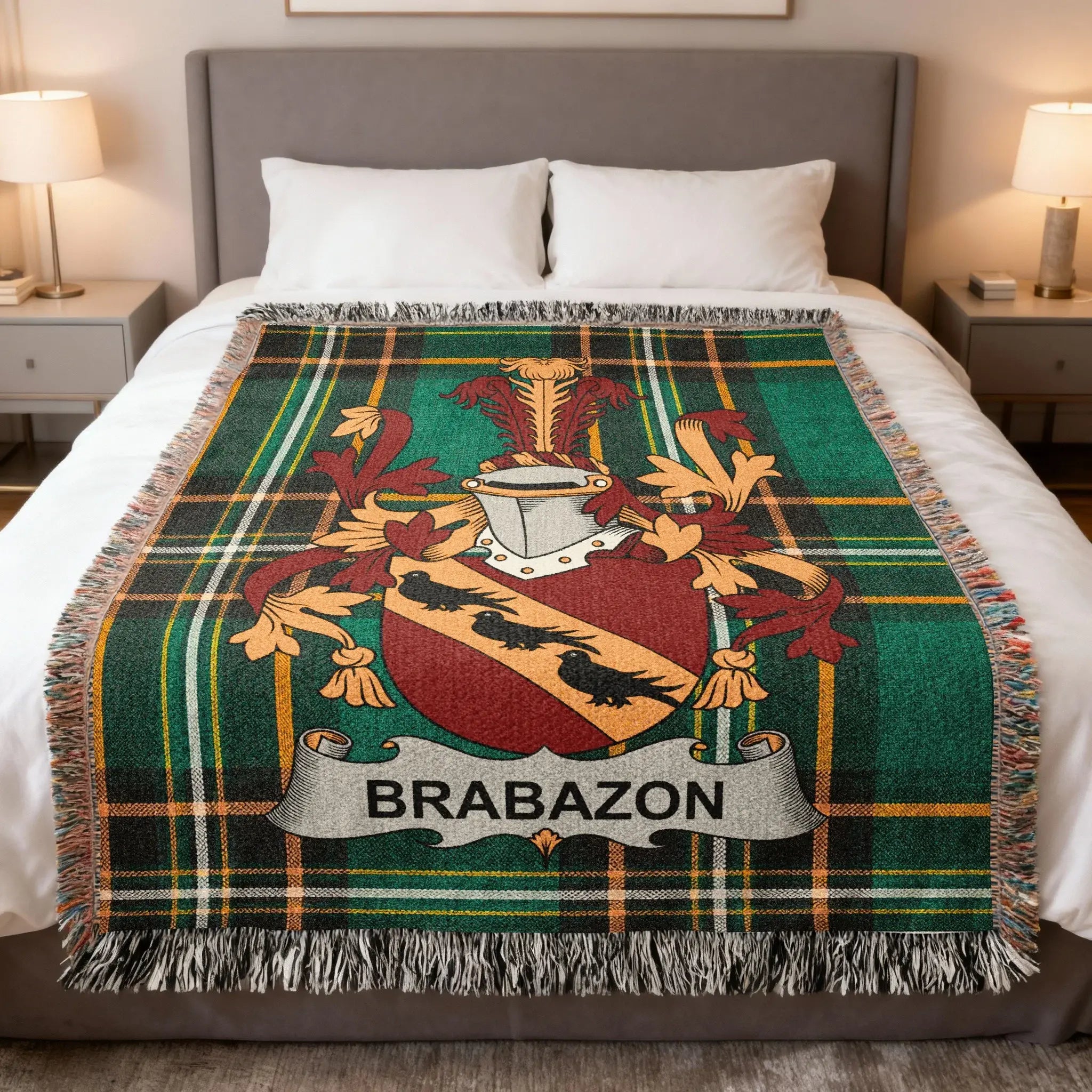 Brabazon Family Crest Tartan Plaid Blanket Throw product type