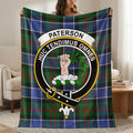 Paterson clan crest tartan throw blanket — 50x60 polyester