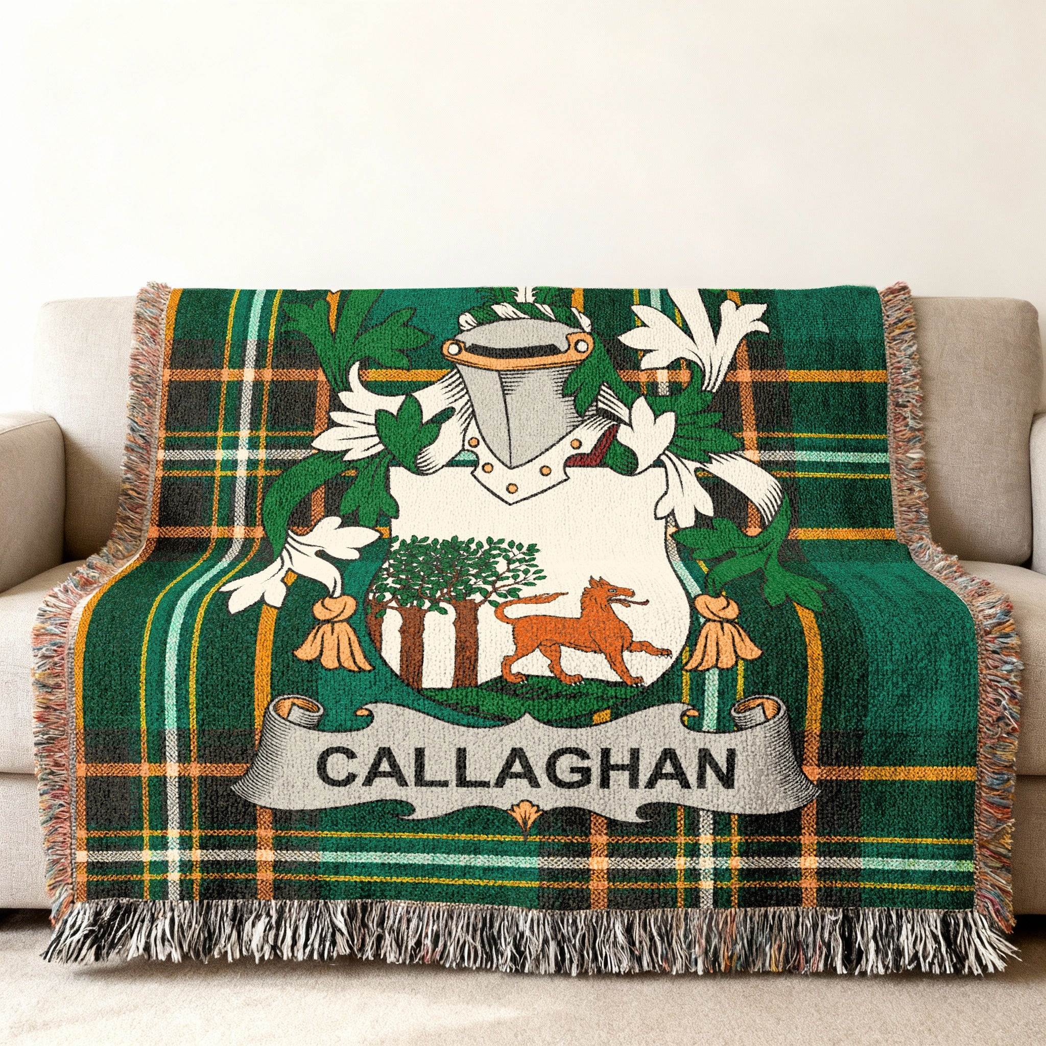 Callaghan Family Crest Plaid Green Orange Throw product type