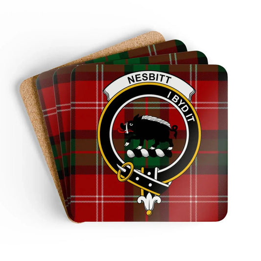 Nesbitt Clan Crest Tartan Personalized Coasters product type