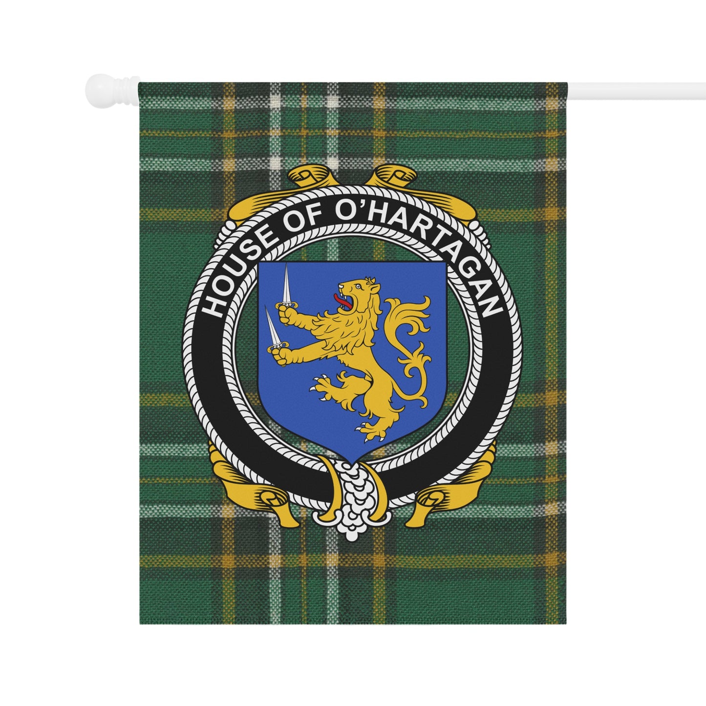 House of O'Hartagan Plaid Lion Crest Flag Decor