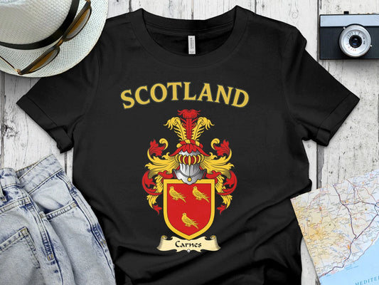 Scotland Carnes Crest Yellow Red Print T-Shirt product type