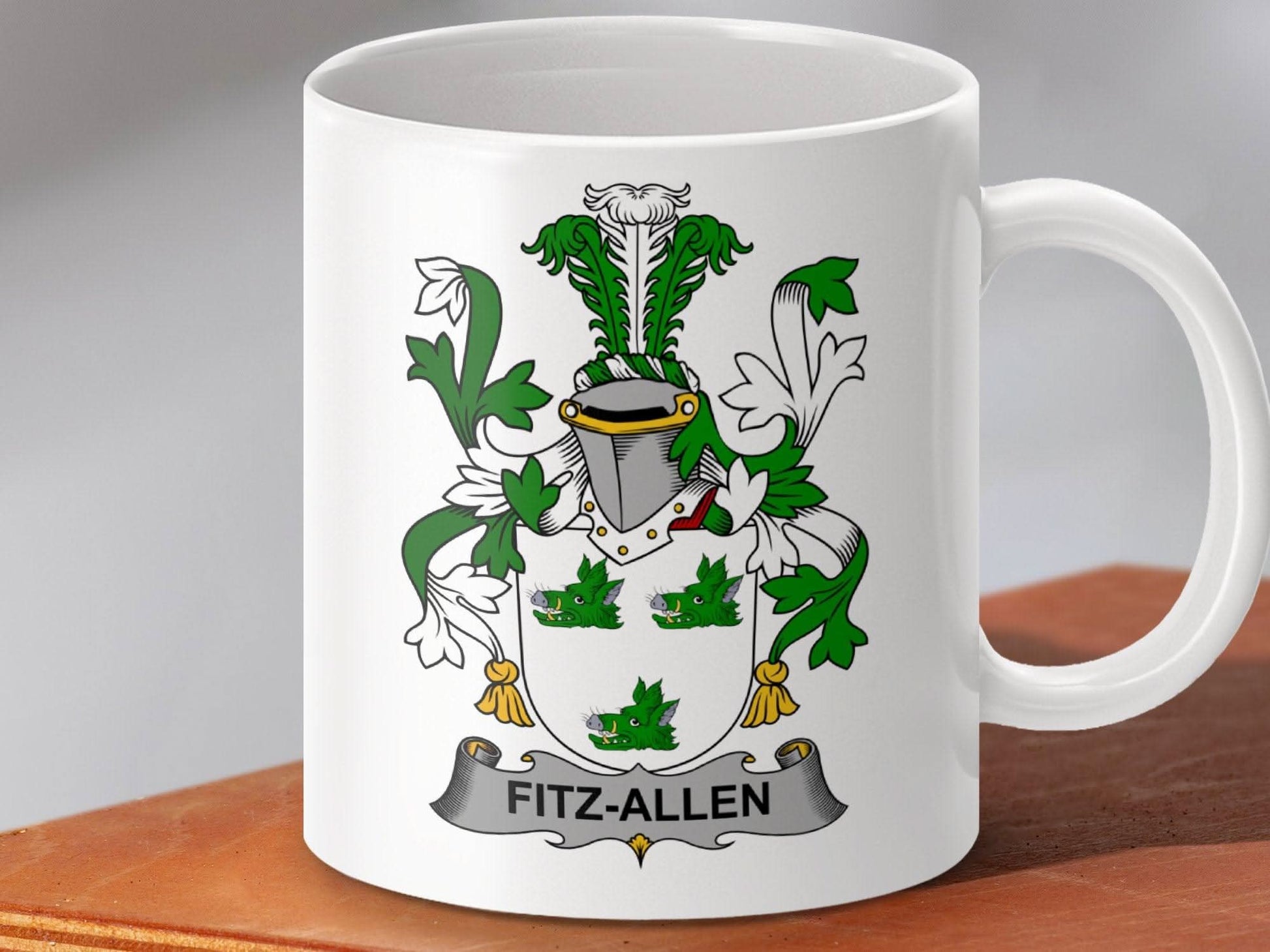 Fitz-Allen Surname Irish Family Crest Mug - Celtic Ancestry Gifts