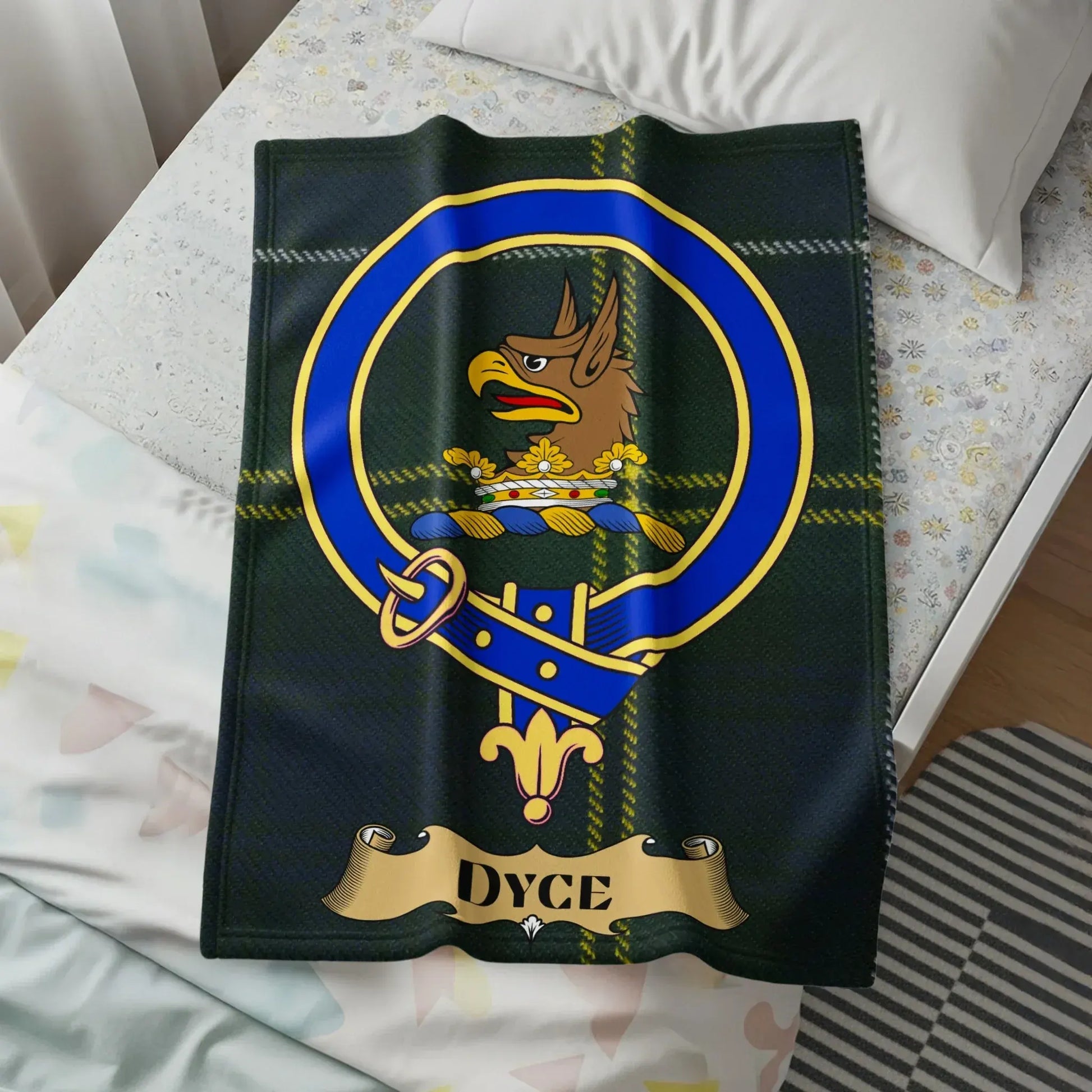 Vibrant Dyce Crest Tartan Patterned Blanket product