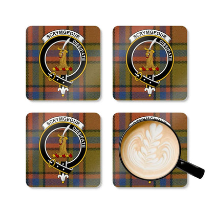 Scrymgeour Clan Crest Tartan Plaid Coasters product type