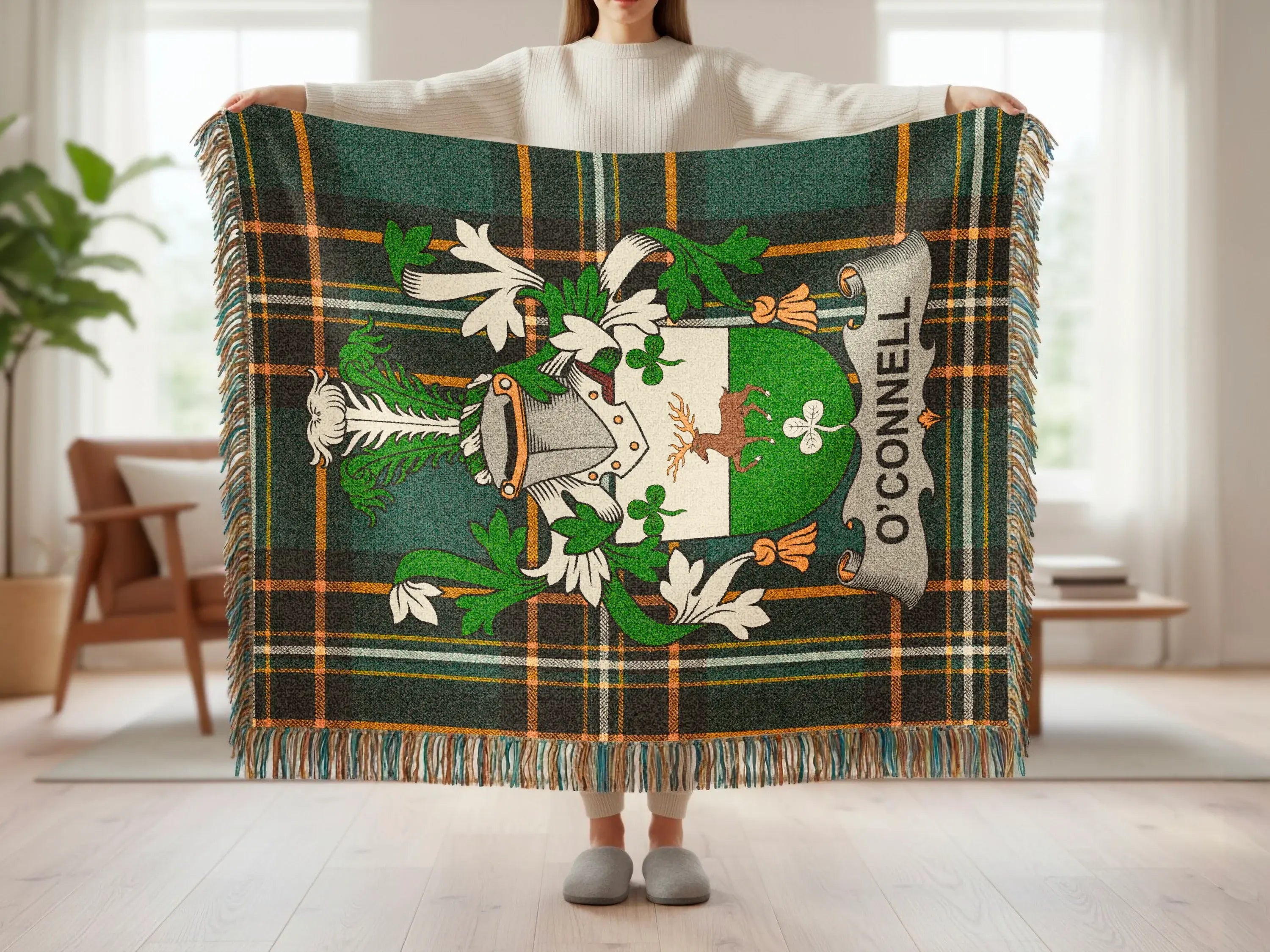 O'Connell Family Crest Dark Green Plaid product type