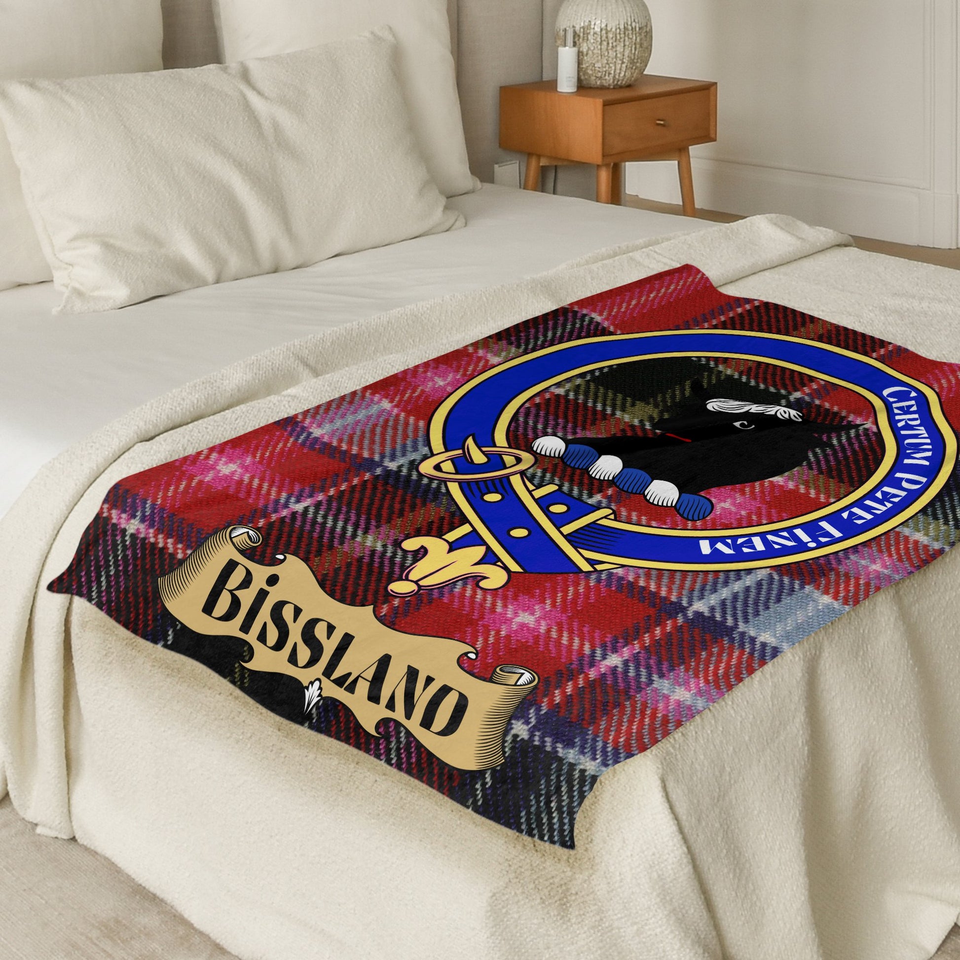 Bissland Scottish Tartan Crest Throw Blanket - Living Stone Gifts