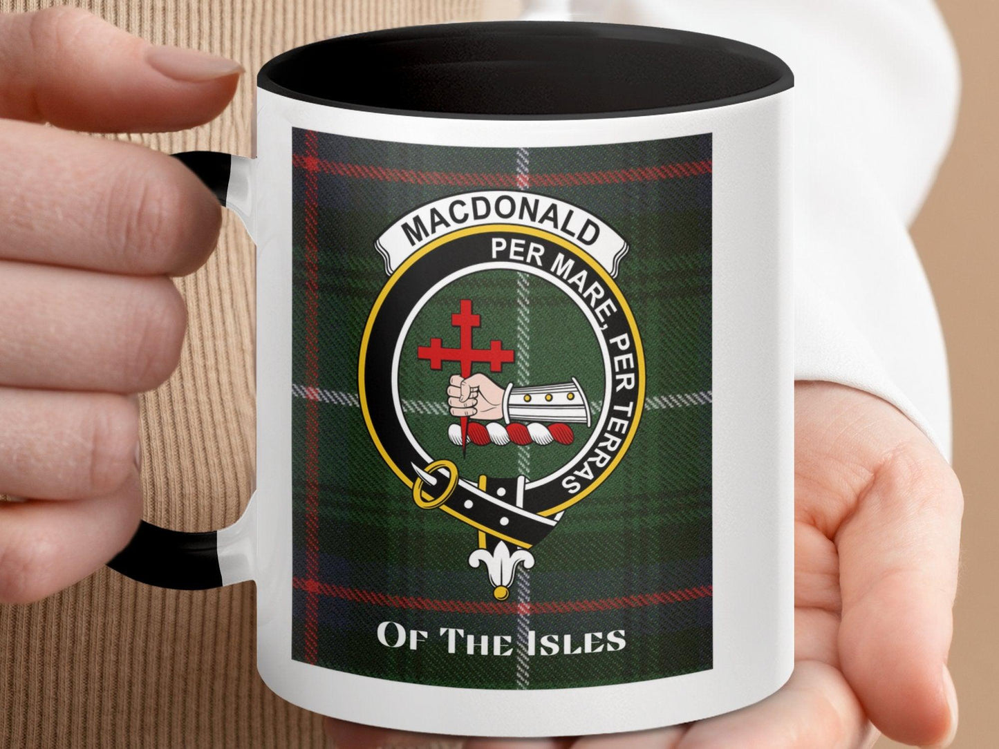 MacDonald Of The Isles Clan Tartan Crest Mug - Living Stone Gifts