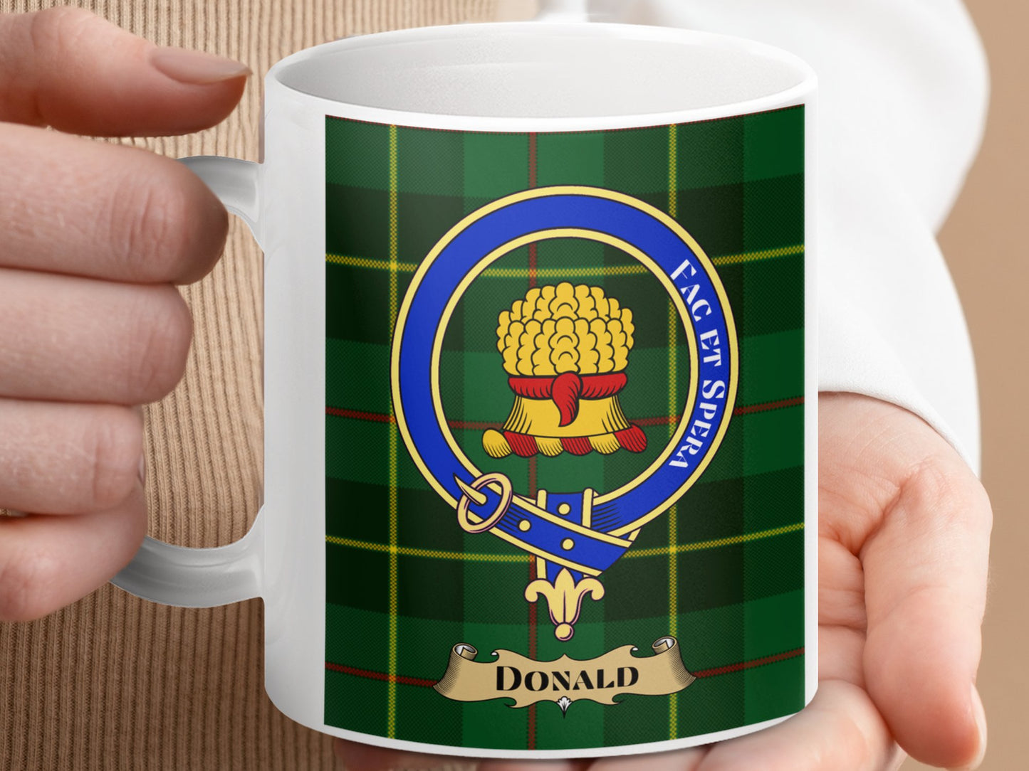 Clan Donald Scottish Tartan Crest Design Mug - Living Stone Gifts