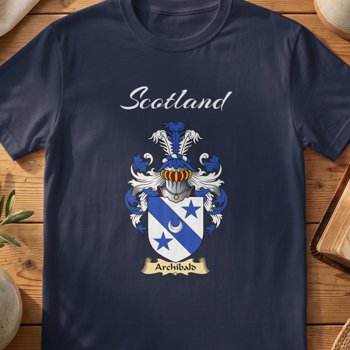Archibald Scottish family shield T-shirt in Navy