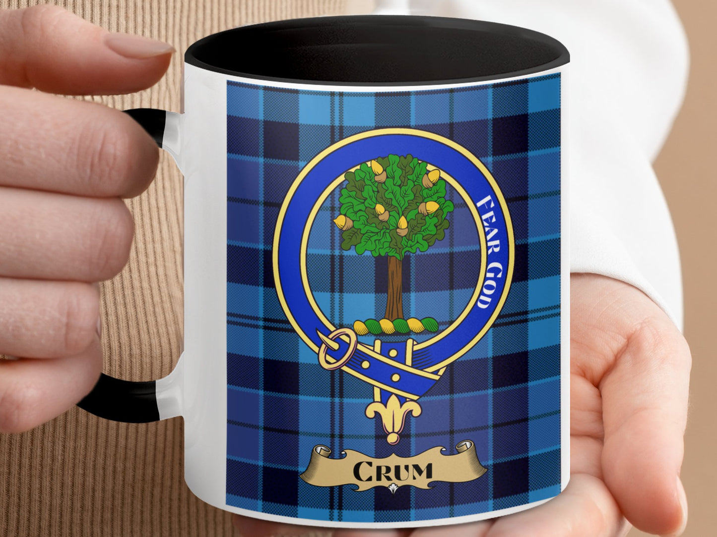 Clan Crum Scottish Clan Tartan with Crest Mug - Living Stone Gifts