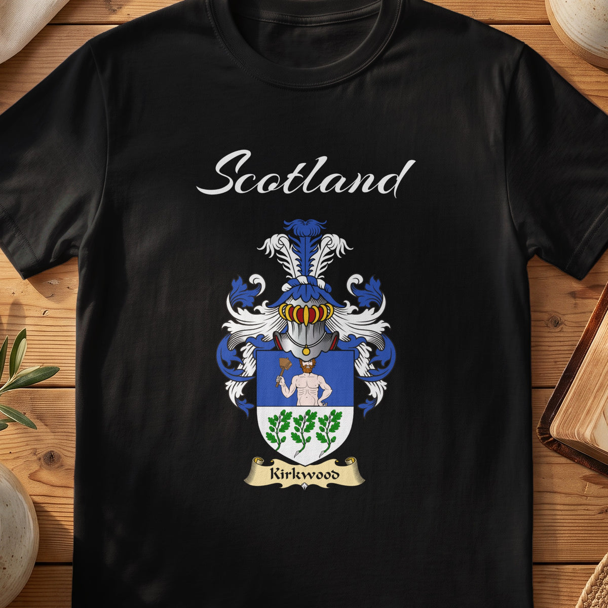 Kirkwood Scottish family shield T-shirt in Black