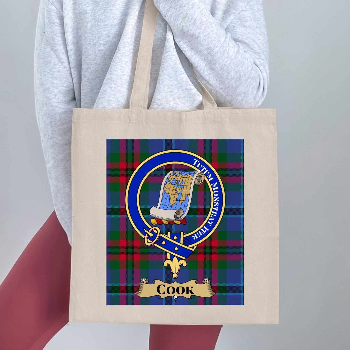 Cook Clan Crest Scottish Tartan Tote Bag - Living Stone Gifts