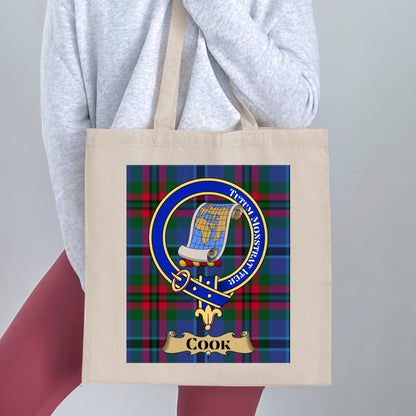 Cook Clan Crest Scottish Tartan Tote Bag - Living Stone Gifts