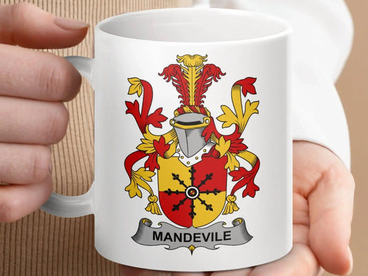 Mandeville Surname Irish Family Crest Mug - Celtic Ancestry Gifts