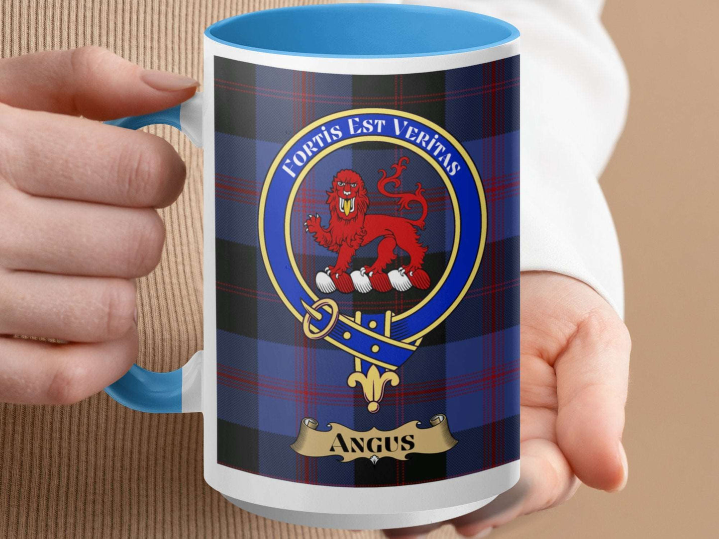 Angus Crest Plaid Design Loyalty Honor Truth Mug - Living Stone Gifts