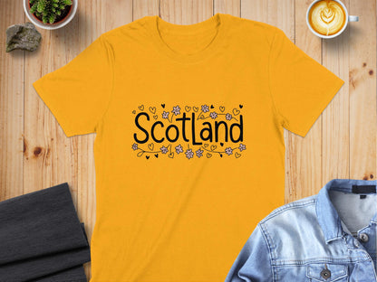 Scotland Lettering Flowers Hearts Graphic T-Shirt - Living Stone Gifts