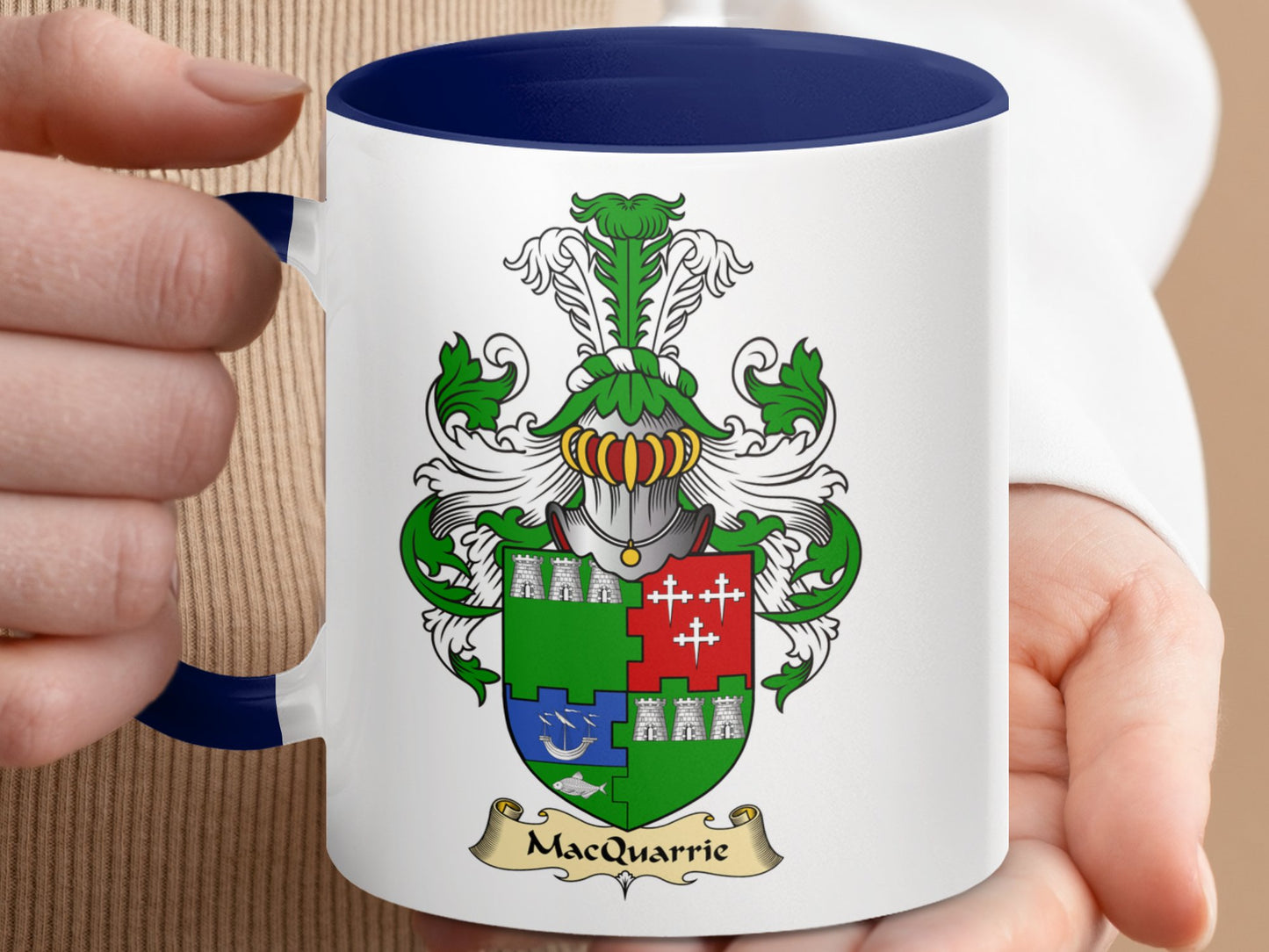 MacQuarrie Family Crest Coat of Arms Emblem Mug - Living Stone Gifts