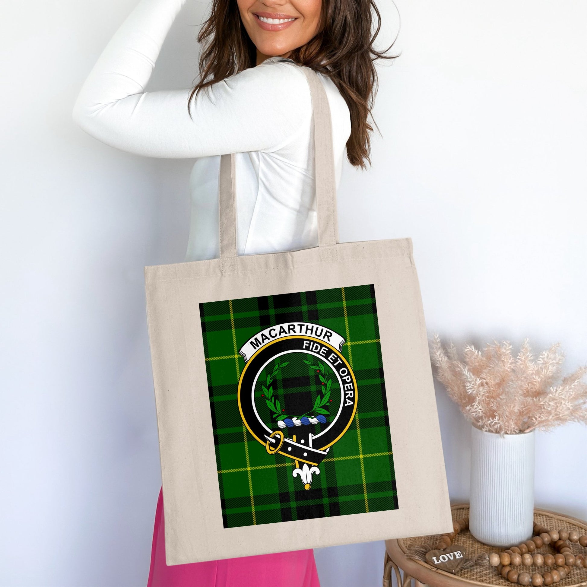 Clan Macarthur Scottish Crest Tartan Tote Bag - Living Stone Gifts