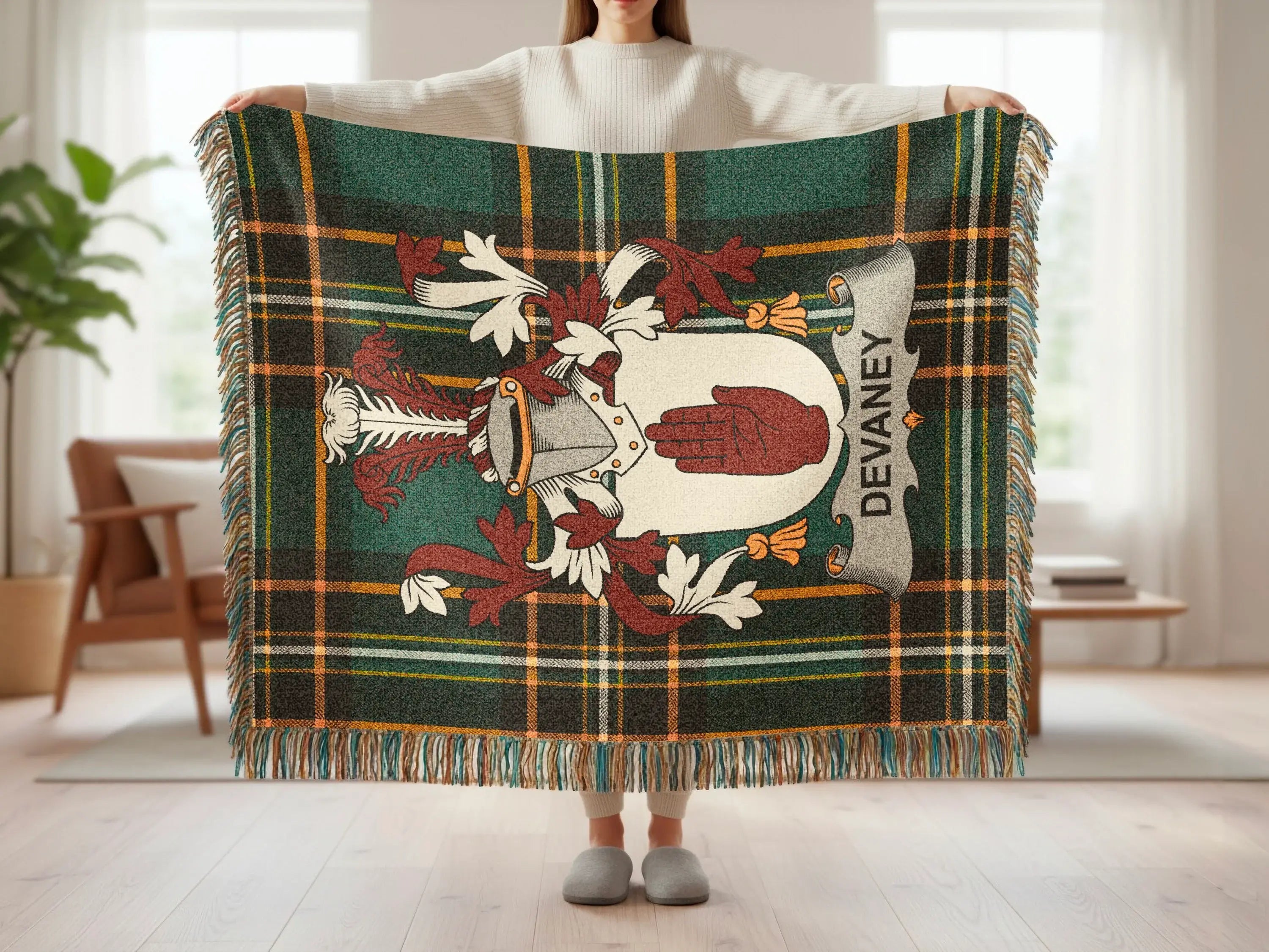 Devaney Family Crest Tartan Plaid Throw product type