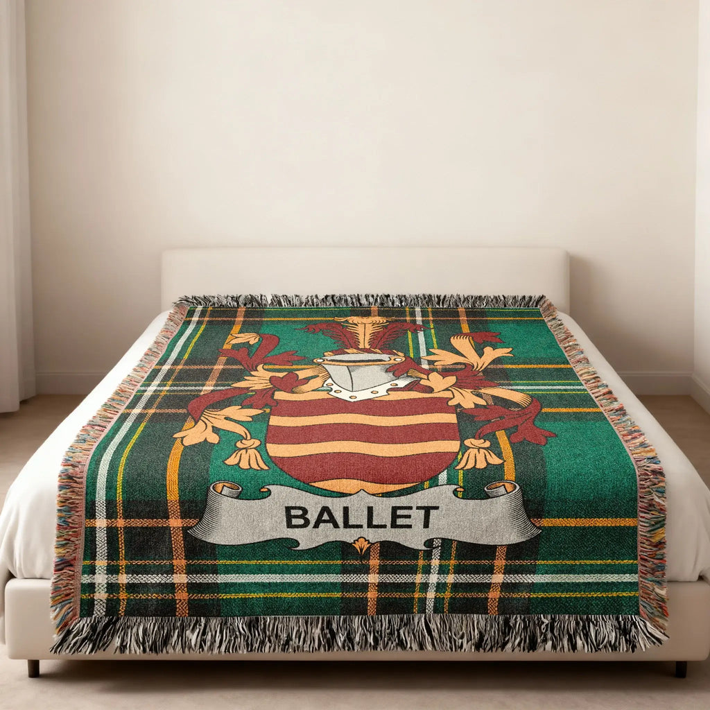Ballet Family Crest Tartan Plaid Woven Throw Blanket product type