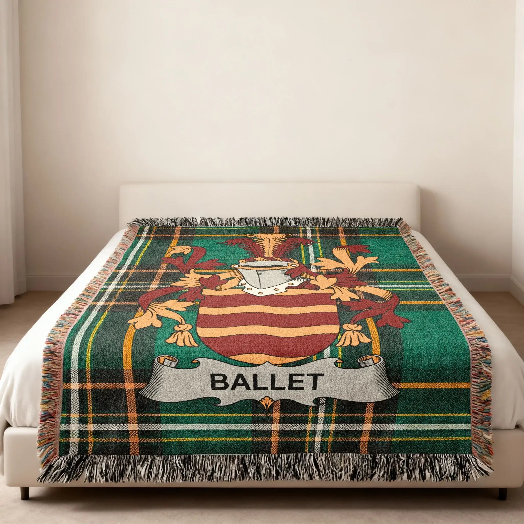 Ballet Family Crest Tartan Plaid Woven Throw Blanket product type