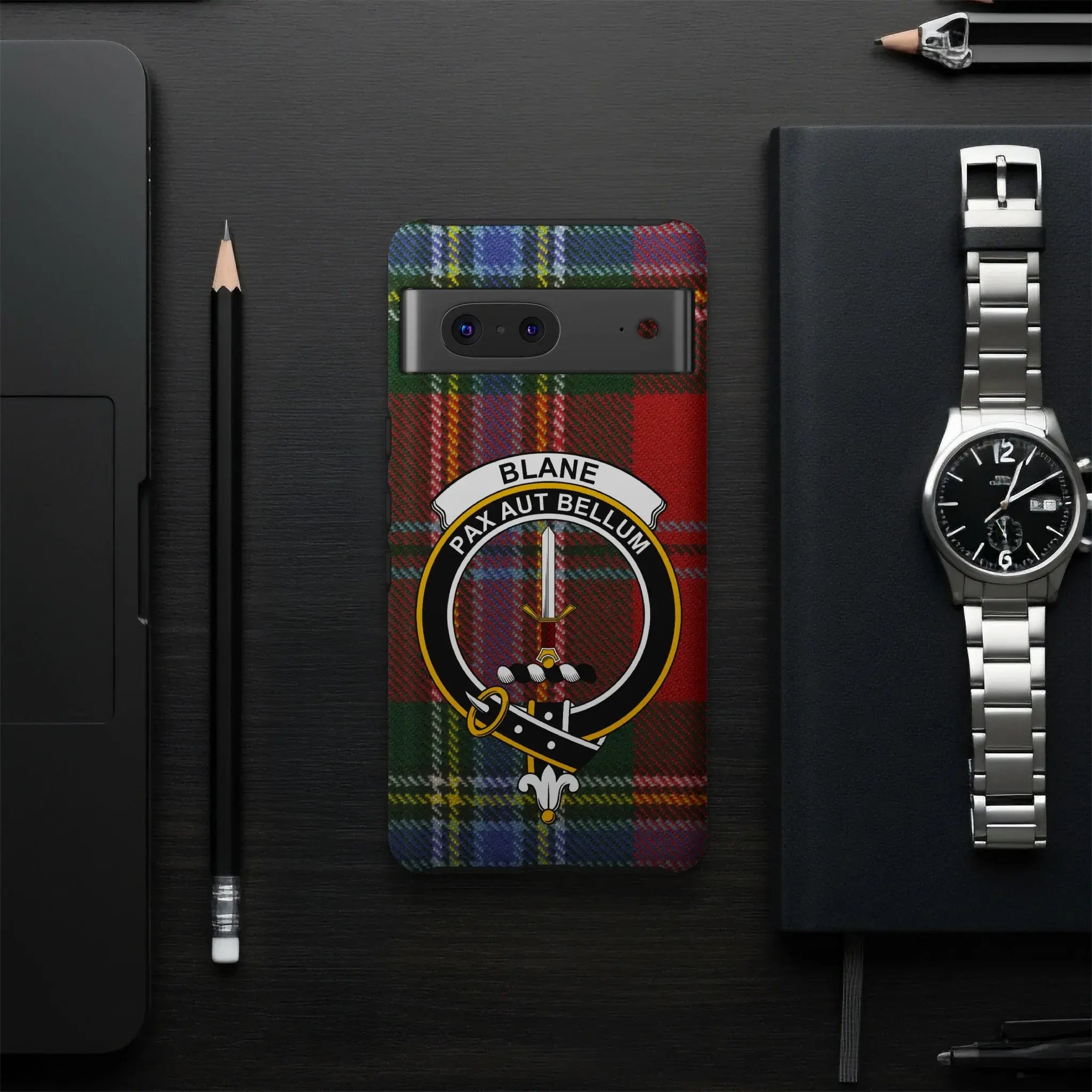 Clan Blane Tartan and Crest Custom Phone Case