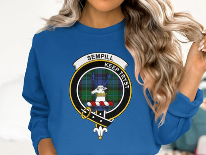 Sempill Keep Tryst Crest Blue Cozy Sweatshirt Product