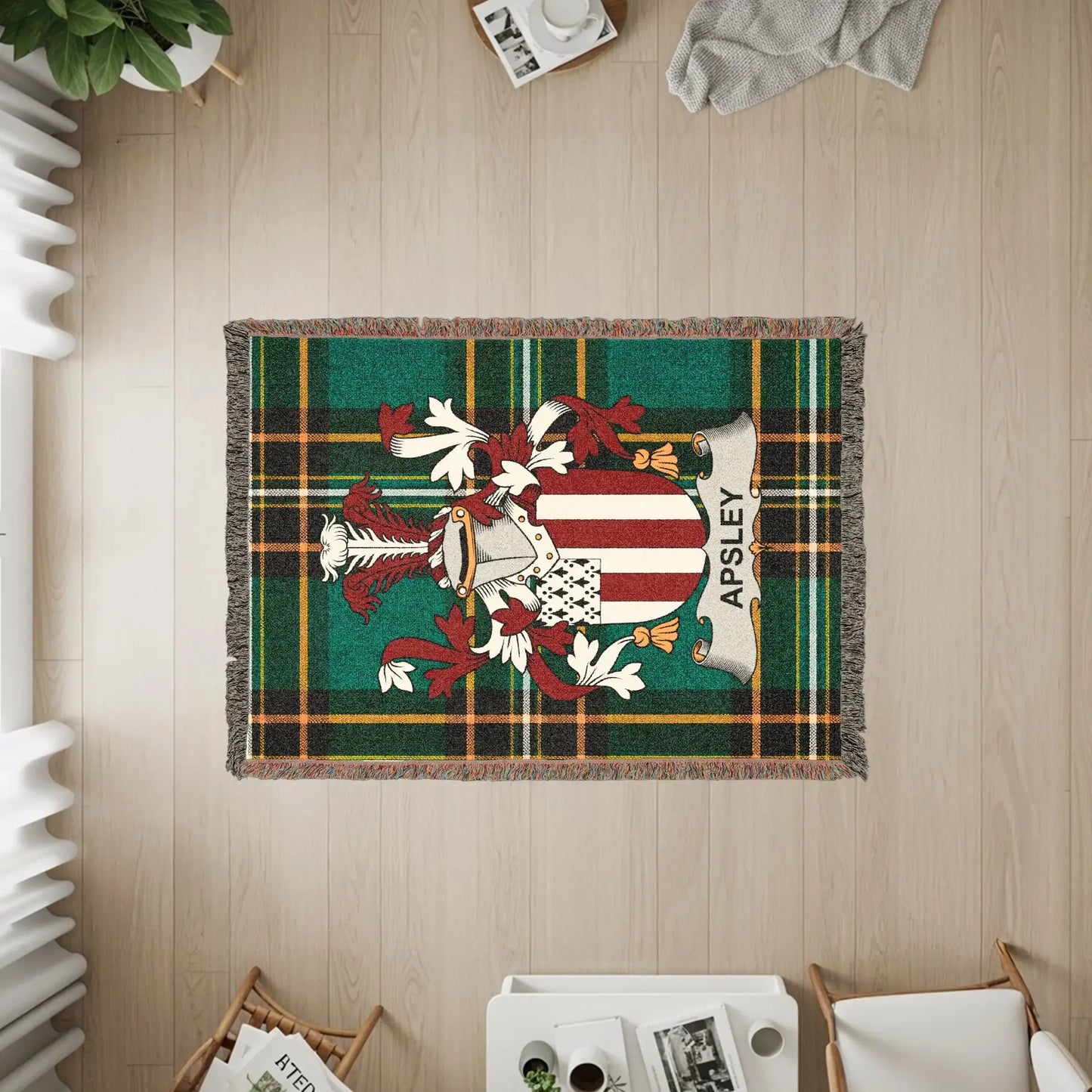 Apsley Crest Plaid Green Woven Throw product type