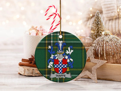 Taaffe Family Crest Green Tartan Christmas Ornament product type