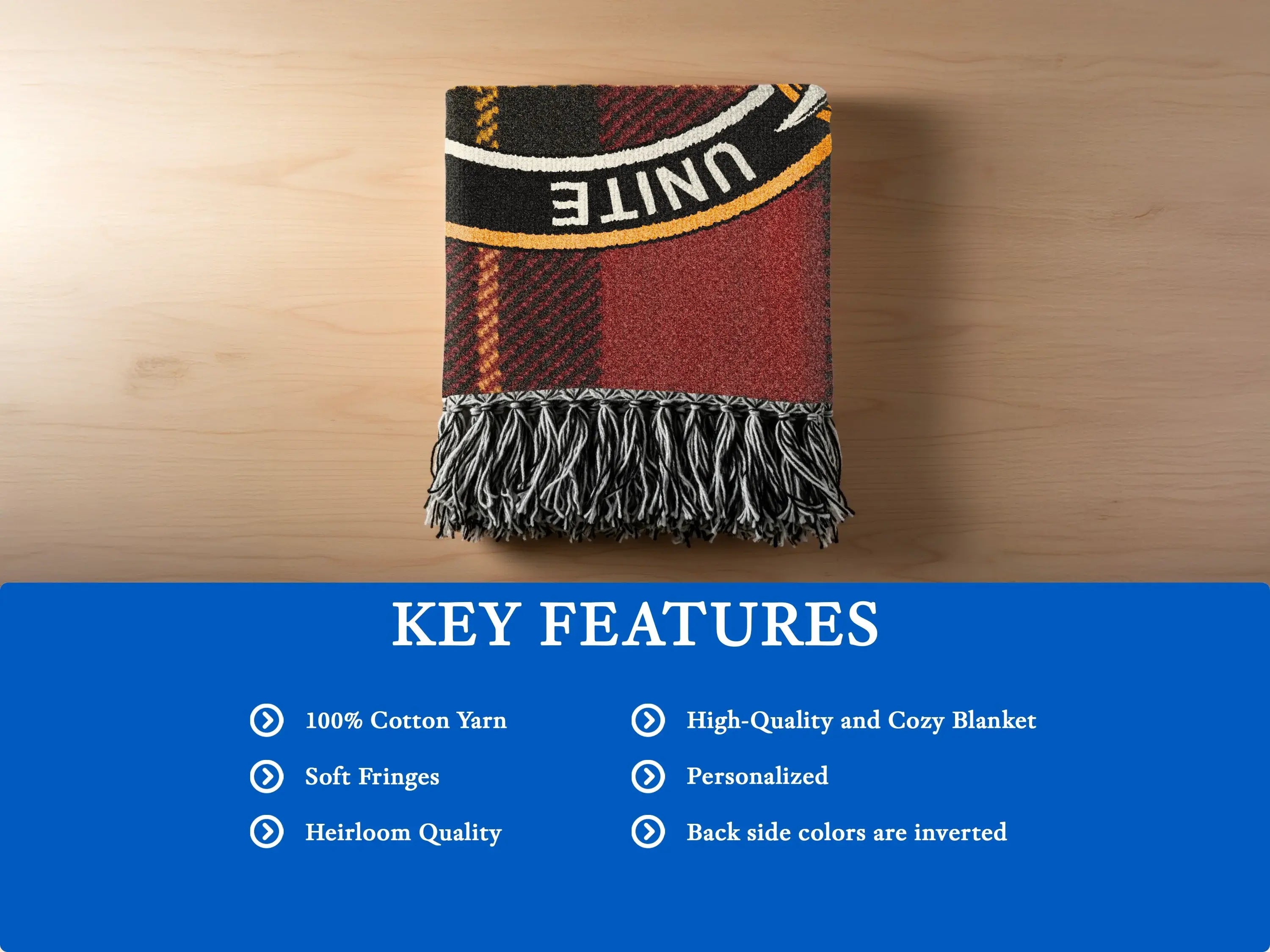 Clan Brodie heirloom woven blanket with soft cotton fringe edge