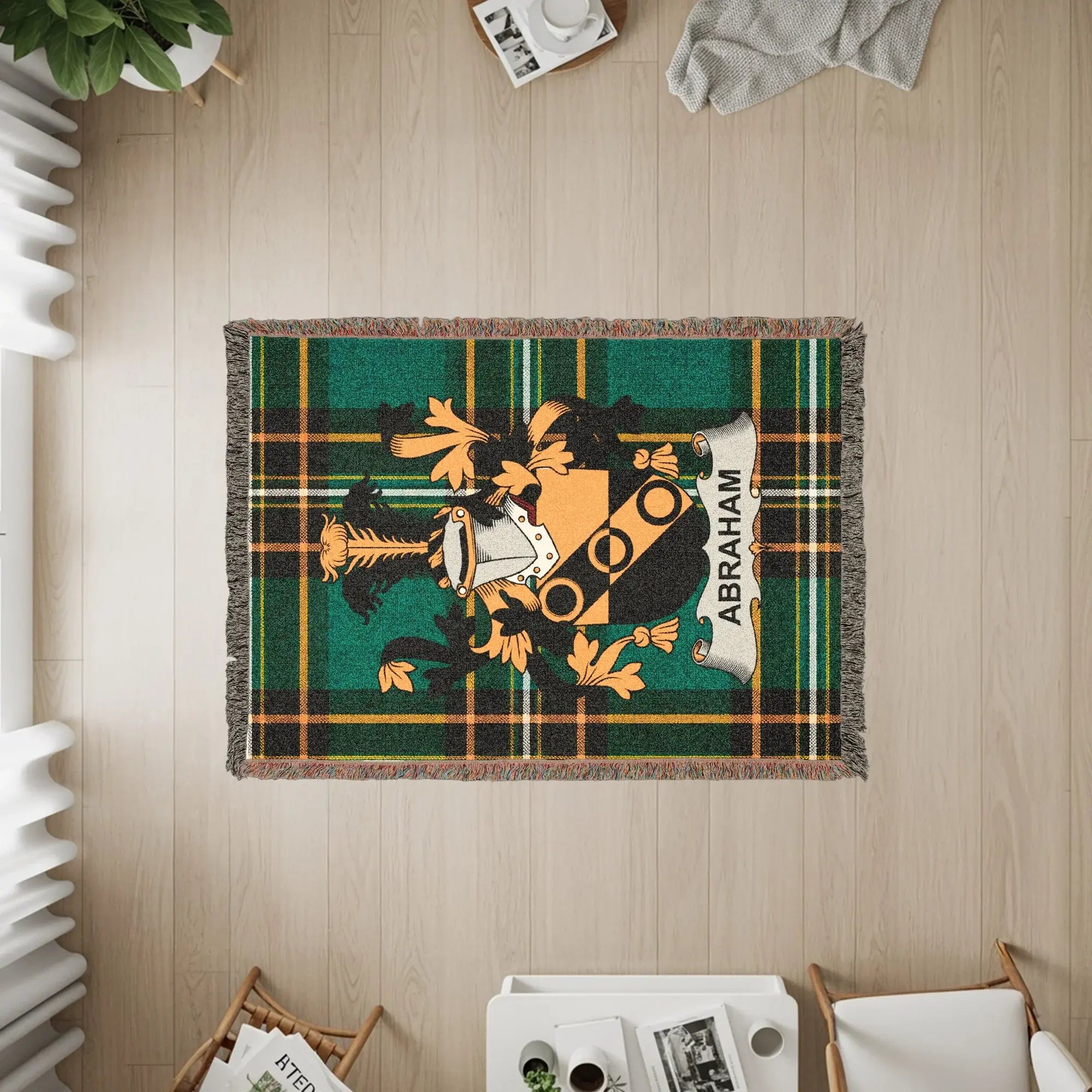 Abraham Irish tartan woven blanket — heirloom quality cotton heritage throw